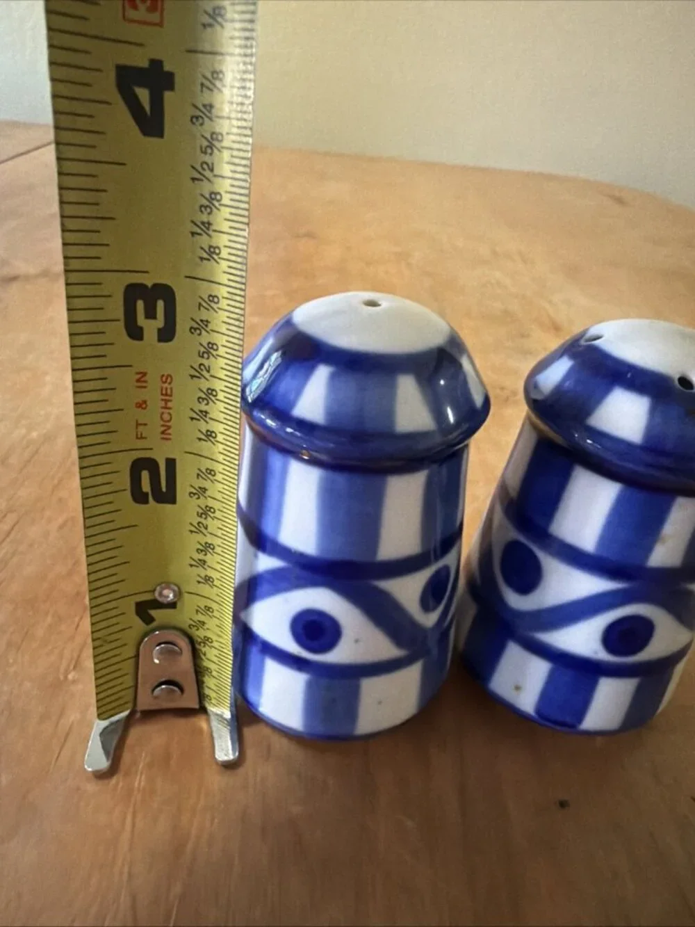 Dansk Arabesque Salt And Peppers Shaker Set Ceramic Mid Century Blue White